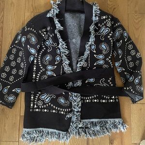Fringed Black and Blue Women's Jacket